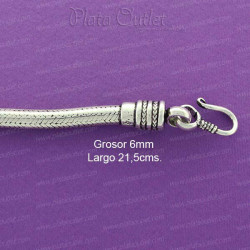 Pulsera piel serpiente plata
