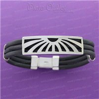 Brazalete plata y caucho, plata de ley,plata Madrid España