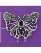 Broche plata marquesita granate amatista,plata Madrid España,mayor,mayorista