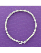 Pulsera base abalorios plata de ley lisa,compatible con pandora,plata Madrid España,tienda fisica